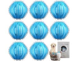 Haarverwijderaar Wasmachine - Pluisballen - Haarvrij Wassen - Herbruikbaar Milieuvriendelijk - 8 Stuks - Blauw