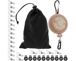 Uittrekbare Waslijn - Camping Waslijn - Kleding Drogen - Met Gespen Clips - 10 Meter - Abrikoos