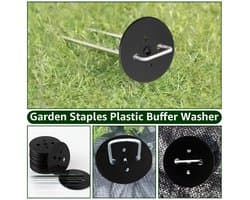 Dailygoods- Bufferschijf 200 stuks - Kunststof onderlegschijven - Grondankers - Zwarte bufferschijven - Voor gazon/tenten - Afmeting 5,7 cm