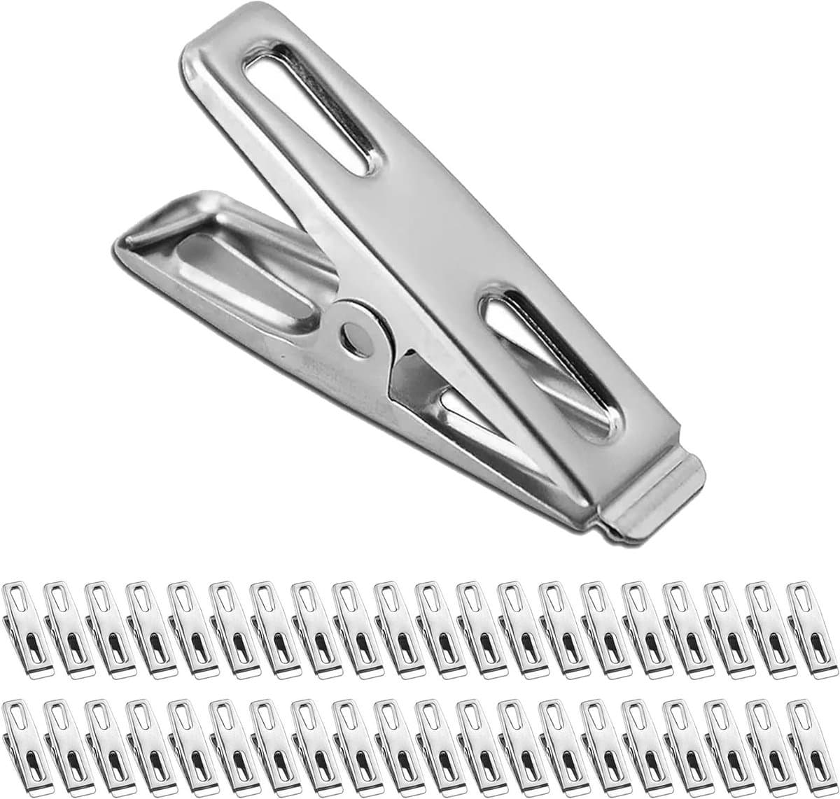 40 Stuks Kledingknijpers van RVS, Winddichte Klemmen voor Wasgoed, Snackzakken en Foto's in Huis, Keuken en Kantoor (4.5cm) — afbeelding 1
