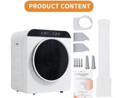 Re-purelife® wasdroger compact met 6 programma's - droogtrommel van ABS met UV- en hoge temperatuursterilisatie - wanddroger met timer en kinderslot - modern wit 49,5 × 42 × 59,5 cm — afbeelding 1