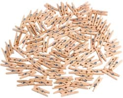 Klemmetjes - 100 stuks - 2,5*0,3 cm - Houten klemmetjes - Memoklemmen - Opbergklemmen - Fotoklemmen - Wasknijpers - Knutselklemmen - Studieklemmen - Kantoorklemmen - Materiaalklemmen - Geschikt voor huisdecoratie en het ophangen van foto's — afbeelding 1