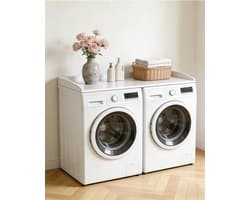 Wasmachine Werkblad - Droger Plank - Organisatie Ruimte - Met Veiligheidsstrip - 60x120x7.5cm - Houtkleur