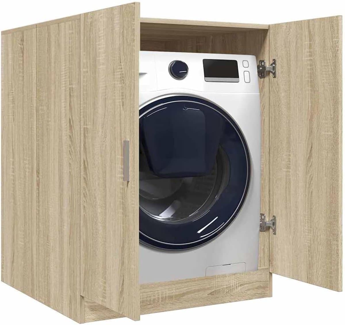 Wasmachinekast Dubbele Deur - Wasruimte Opbergkast - Badkamer Organisatie - Strak Modern Design - 71 x 715 x 915 cm — afbeelding 1