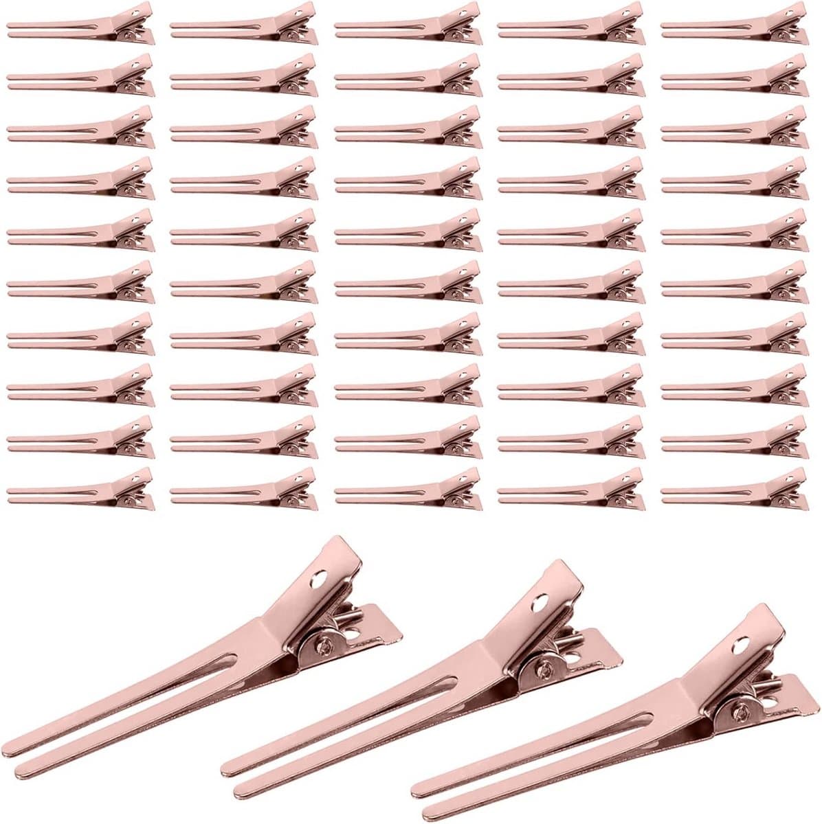 50x Metalen Alligator Haarspelden Zilver – Kappersclips Dubbele Stekker voor Kapsels & DIY Strikken — afbeelding 1
