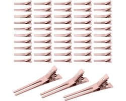 50x Metalen Alligator Haarspelden Zilver – Kappersclips Dubbele Stekker voor Kapsels & DIY Strikken
