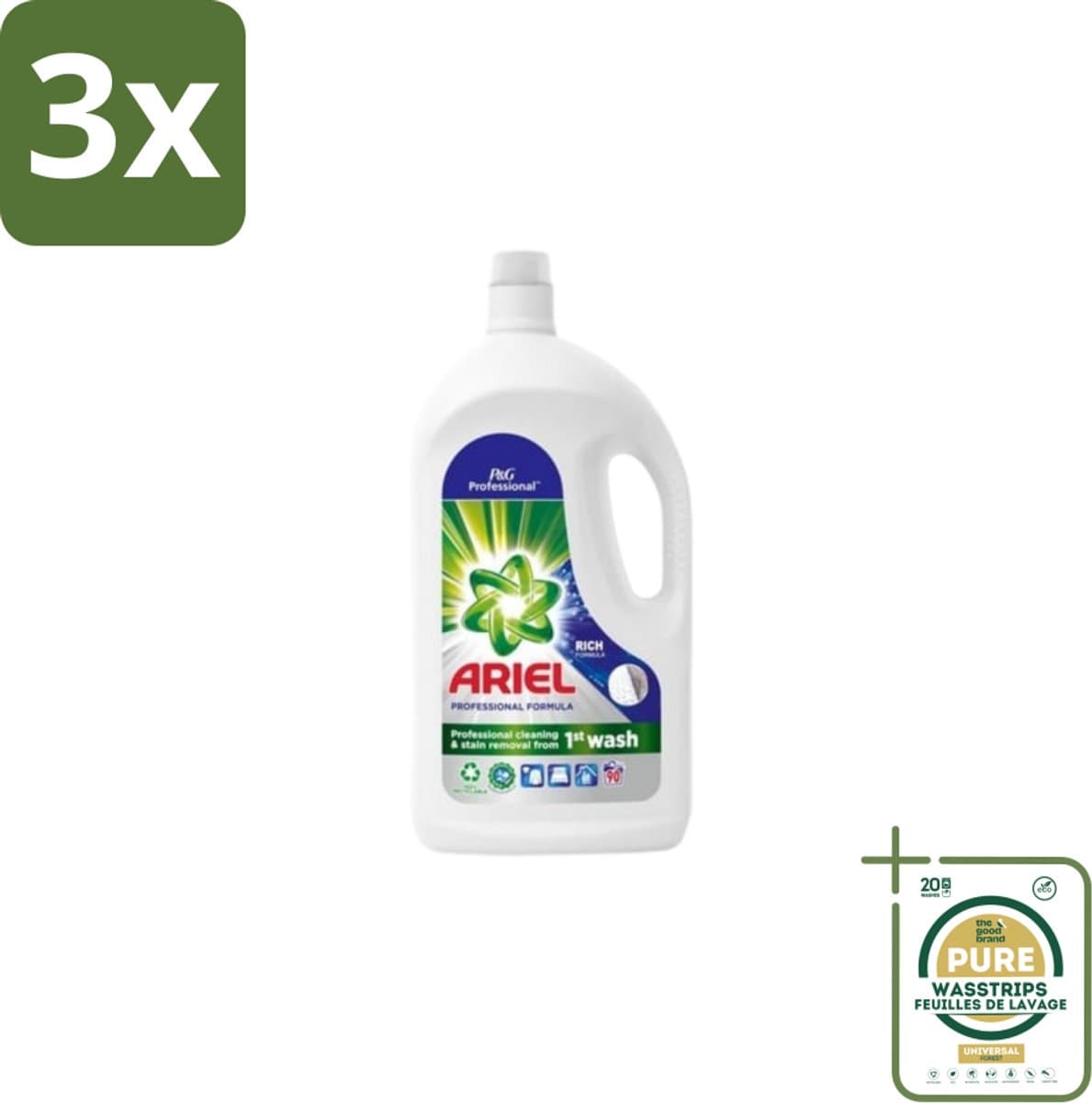 3 x Ariel – Vloeibaar Wasmiddel – Professional Regular - 90 wasbeurten - 4,05 L - Grootverpakking - Vloeibaar Wasmiddel - Witte Was - Stralend Wit - Vlekken Verwijderen - Frisse Geur — afbeelding 1
