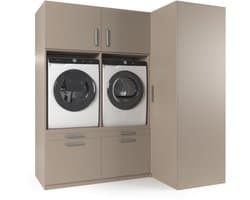 Wasophoogte® Wasmachine Kast Bern - Wasmachine verhoger - Wasmachine ombouw - 700(D)*2030(B)*2110(H) mm - Taupe