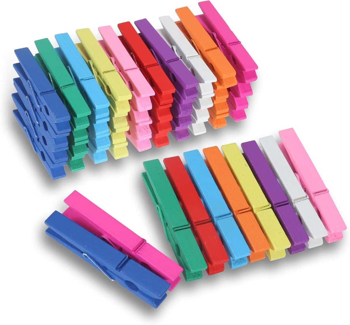 Houten Wasknijpers - Kleurrijke Clips - Kleding Ophangen - Stevig Veermechanisme - 75 Cm - Regenboog Multi-color — afbeelding 1