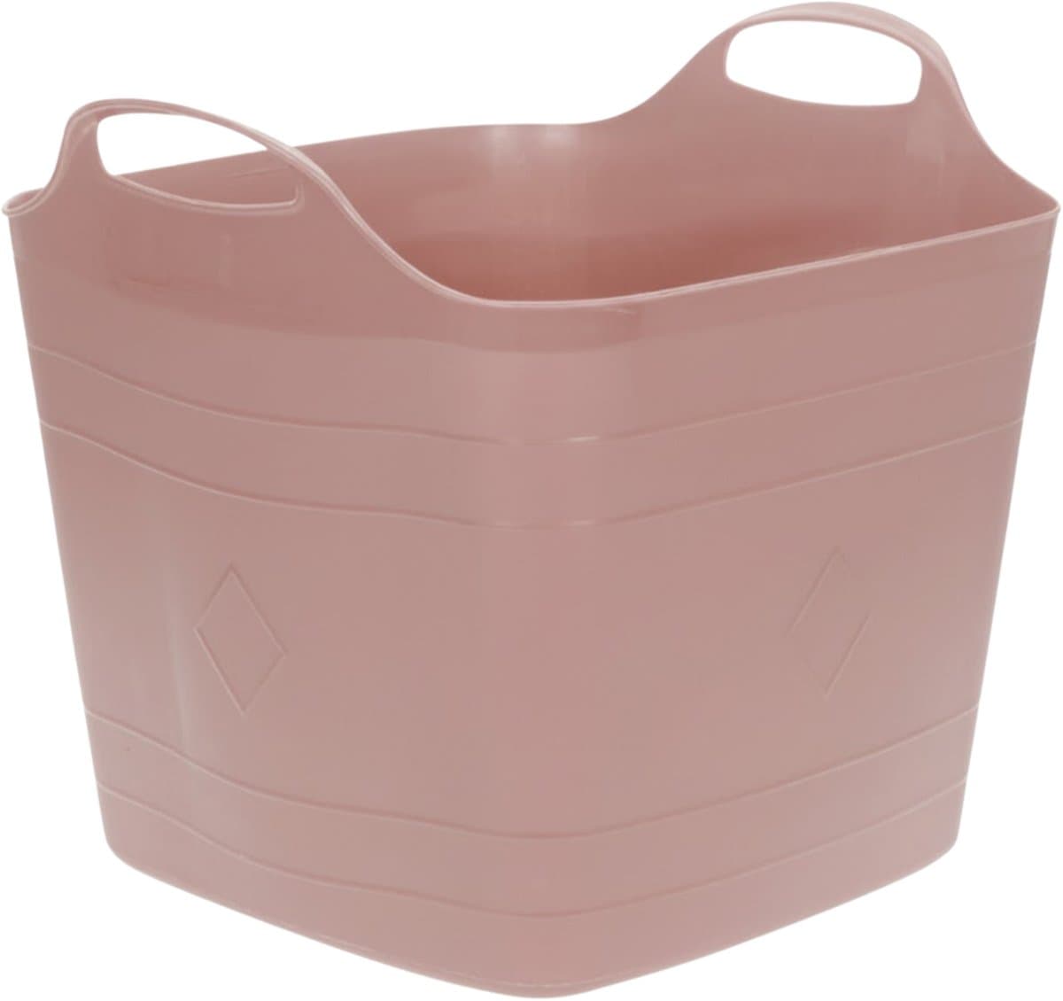 Excellent houseware flexibele kuip / emmer - roze - 25 l - kunststof - 40 x 35 cm - met handvatten — afbeelding 1