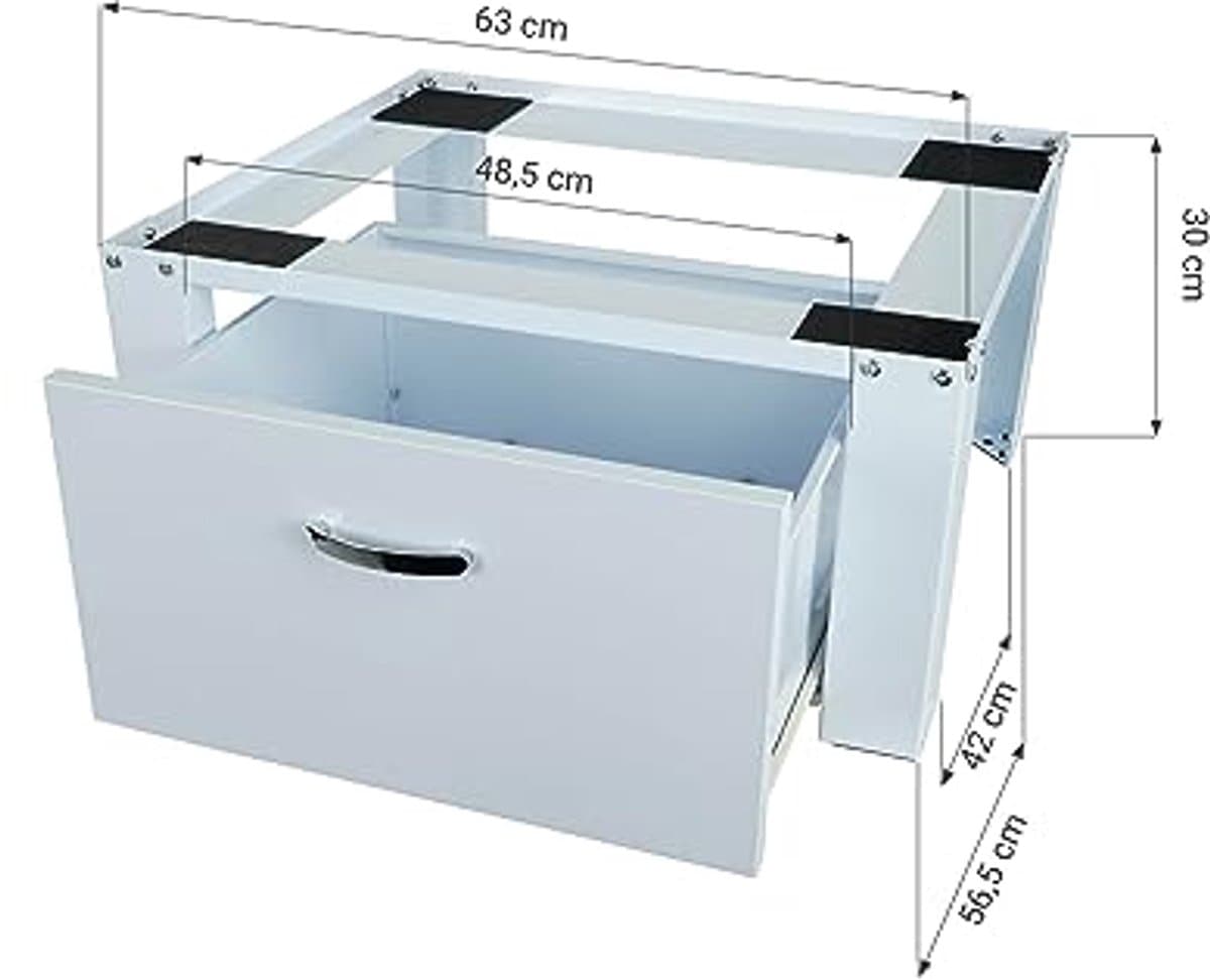 Onderstel voor wasmachines met geïntegreerde lade, wit, 30 cm hoogte — afbeelding 1