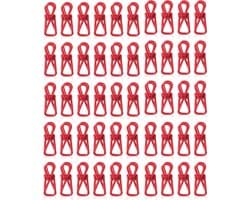 50-stuks Chipklemmen - Voedselzakklemmen - Wasknijpers - Mapklemmen - Fotodecoratie - Wanddecoratie - Geschikt voor het sluiten van snackzakken, het organiseren van documenten of het bevestigen van kleine huishoudelijke artikelen - rood