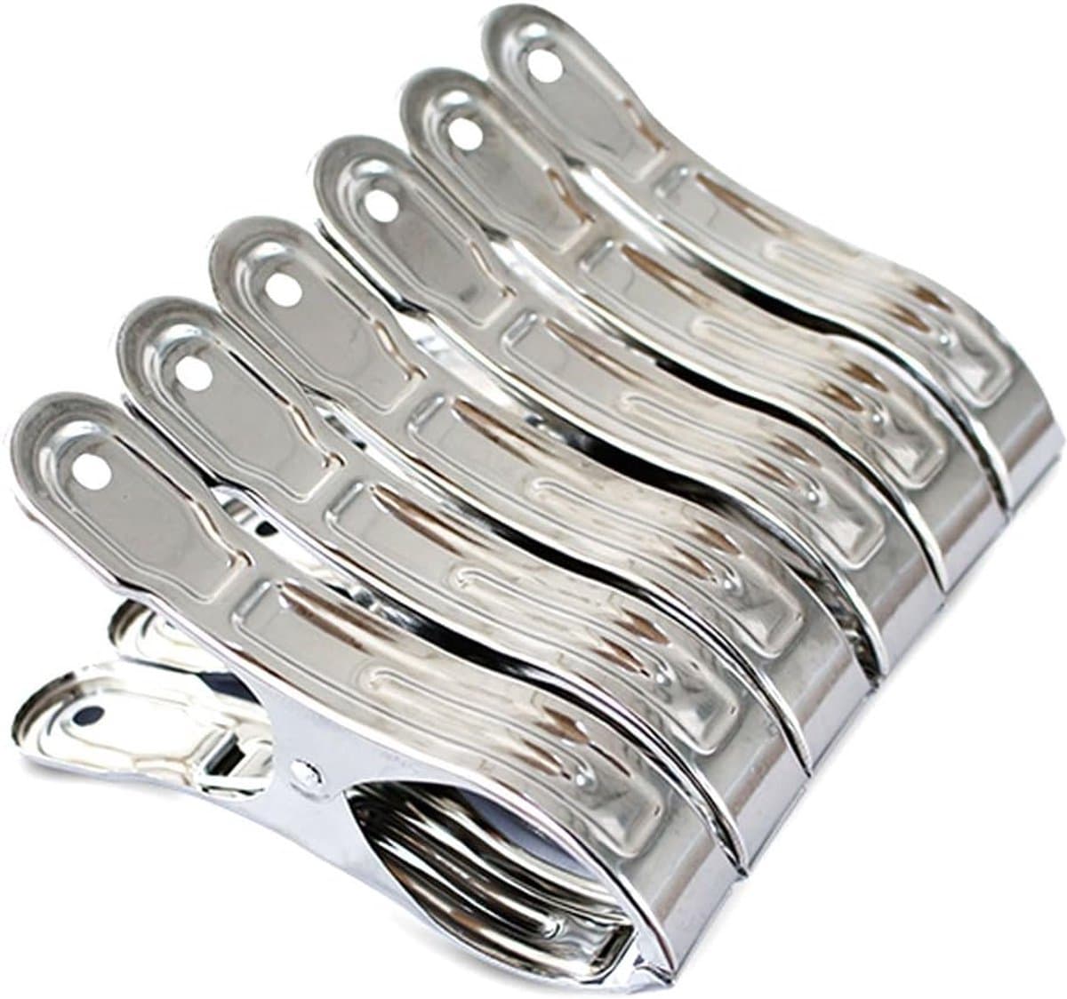 Wasknijpers - 6 Stuks - Knijpers - 12cm - Opening 6 cm - RVS - Zilver - Quilt Klem - Windknijpers - Geschikt voor het drogen van dekbedden, lakens en badhanddoeken — afbeelding 1