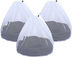 Waszakken - Netwaszakken - 3 Stuks waszakken met trekkoord 50x60 cm - Waszak - Waszakje - Mesh laundry bag - Afsluitbaar trekkoord - Voor ondergoed, beddengoed, babykleding, sokken - 1 fijn gaas, 2 grof gaas