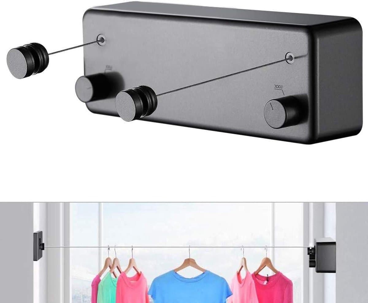 Retractable Clothesline | Indoor Outdoor Heavy Duty Drying Line | Wall Mounted Rack | Withdraw Hanging | Prevents Sagging — afbeelding 1