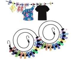 Retractable Portable Clothesline with Pegs for Indoor and Outdoor Use - 2pcs