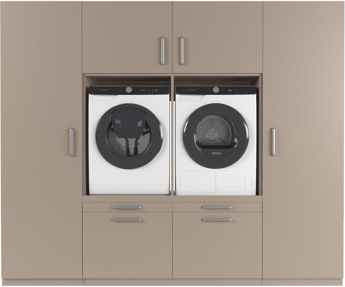 Wasophoogte® Wasmachine Kast Dublin - Wasmachine verhoger - Wasmachine ombouw - 700(D)*2530(B)*2110(H) mm - Taupe — afbeelding 1
