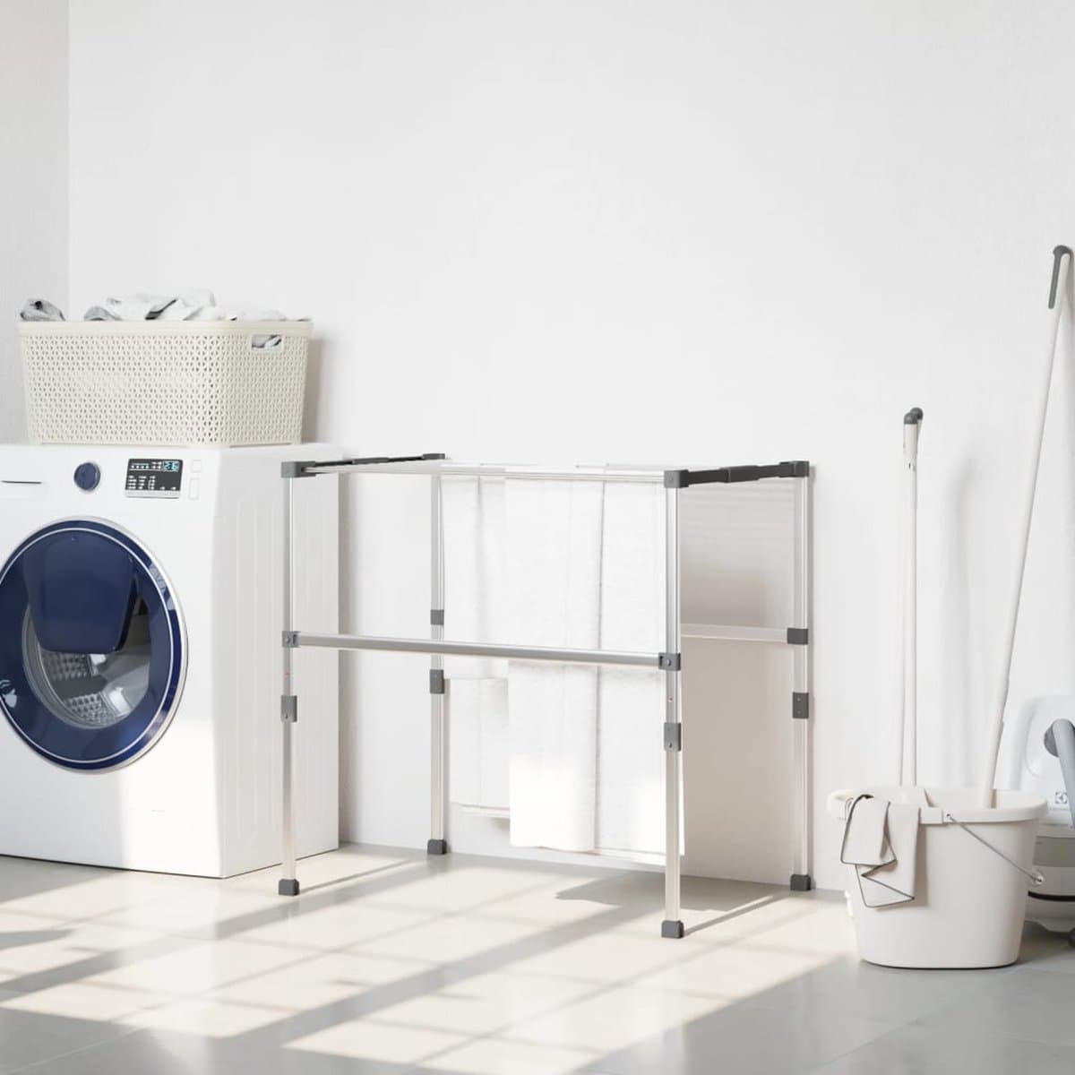 vidaXL - Droogrek - 83x(50-55)x(40-85) - cm - aluminium — afbeelding 1