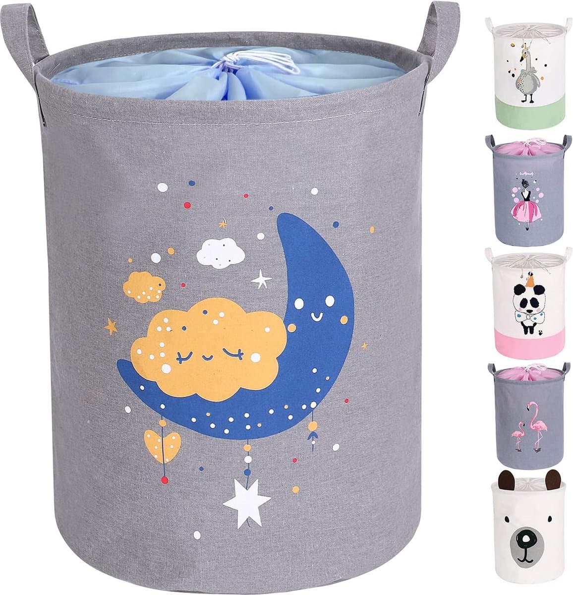 Storage Box with Lid Laundry Basket with Drawstring Children's Laundry Hamper Storage Basket Children Large Foldable for Girls Boys for Baby Room, Toys, Laundry, Baby Clothes, Multifunctional — afbeelding 1