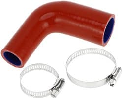 Dailygoods- Koelslang Siliconen - 90° Bocht - Rood/Blauw - Binnendiameter 25 mm - Lengte 90 mm - Temperatuurbestendig tot 300 °C - Siliconenslang