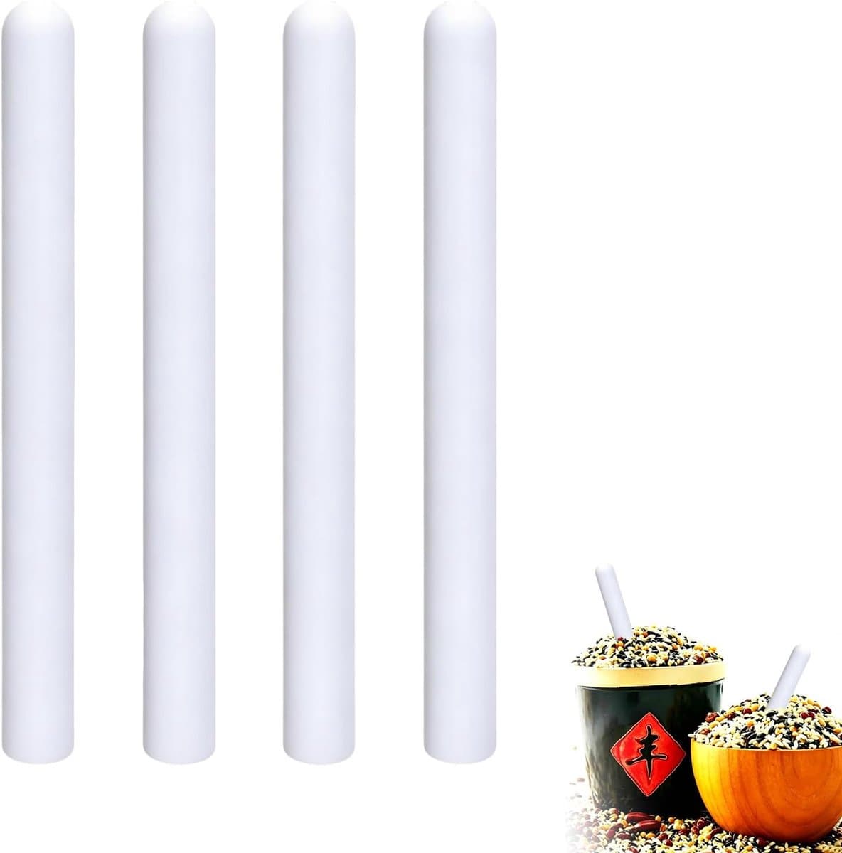 4 stuks diatomeeën droogsticks 15 x 1,3 cm, herbruikbare vochtabsorberende staven van diatomiet voor badkamer, kast, keuken, wasruimte en dagelijks gebruik — afbeelding 1