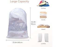 SnelShoppen - 1 Pcs Trekkoord Waszak, 70x90cm Mesh Waszak voor Delicate Kleding, Robuuste Netwaszak voor Wasmachine, Zwart, Ideaal voor Ondergoed en F