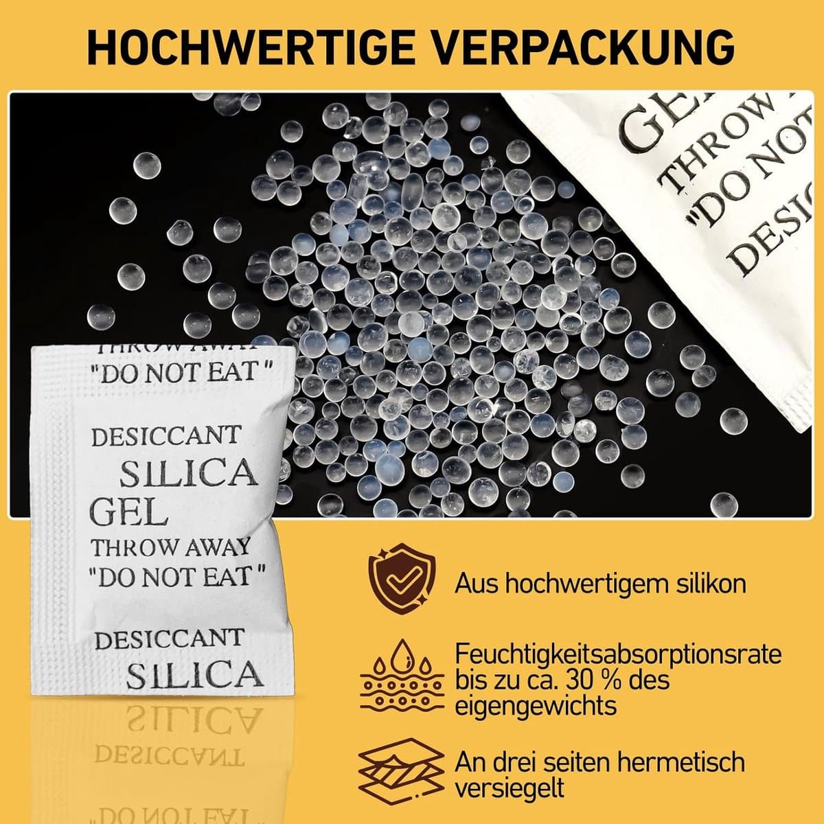 1 g x 100 stuks silicagel zakken, silicagel zakken voor kleding, laden, schoenen kast, droogmiddel voor het verwijderen van vocht en schimmelgeuren — afbeelding 1