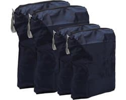 SnelShoppen - Set van 4 Waszakken, 45 x 60 cm en 60 x 90 cm, Waterdichte Waszakken voor Reizen, Camping, Vakantie, Navy Blauw, Ideaal voor Vuile Was