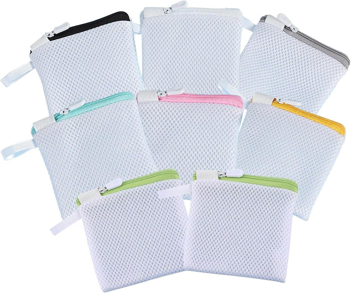 SnelShoppen - 8 Delicate Mini Waszakken - Mesh Waszakken voor Ondergoed, Kousen, T-shirts - Polyester Honeycomb Opbergtassen - 12x12 cm - Diverse Kleu — afbeelding 1