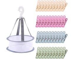 SnelShoppen - 40 Stuks Plastic Kledingknijpers met Mand - Windbestendig, Vuilafstotend, Stevige Grip, Geschikt voor Gevoelige Kleding, Diverse Kleuren