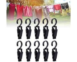 Wasknijpers 10 Stuks - Multifunctioneel Ontwerp - Draaibaar - Antislip - Klemkracht - Voor Kleding en Hoeden - Ophangclips