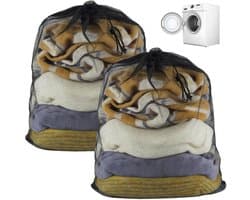 Solidchoice- Wasnet met Trekkoord - 2 Stuks - 70 x 90 cm - Fijn Polyester - Zwart - Ideaal voor Delicate Kleding - Waszak