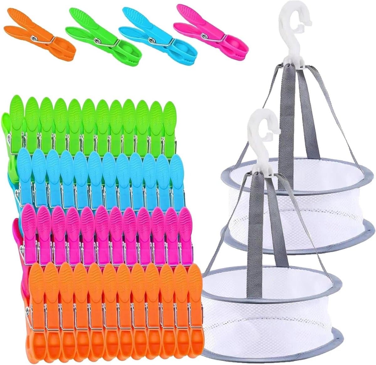 48 Stuks Wasknijpers met Mand voor Buitendrogen, Winddicht en Duurzaam Plastic voor Luchtdichte Tassen — afbeelding 1