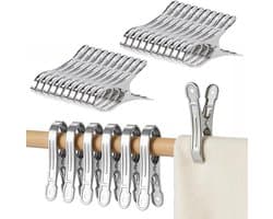 SnelShoppen - Pack van 20 Grote Strandhanddoek Clips - RVS Kledingknijpers voor Beddegoed - Multifunctionele Drogen Clips voor Camping, Tuin en Feest