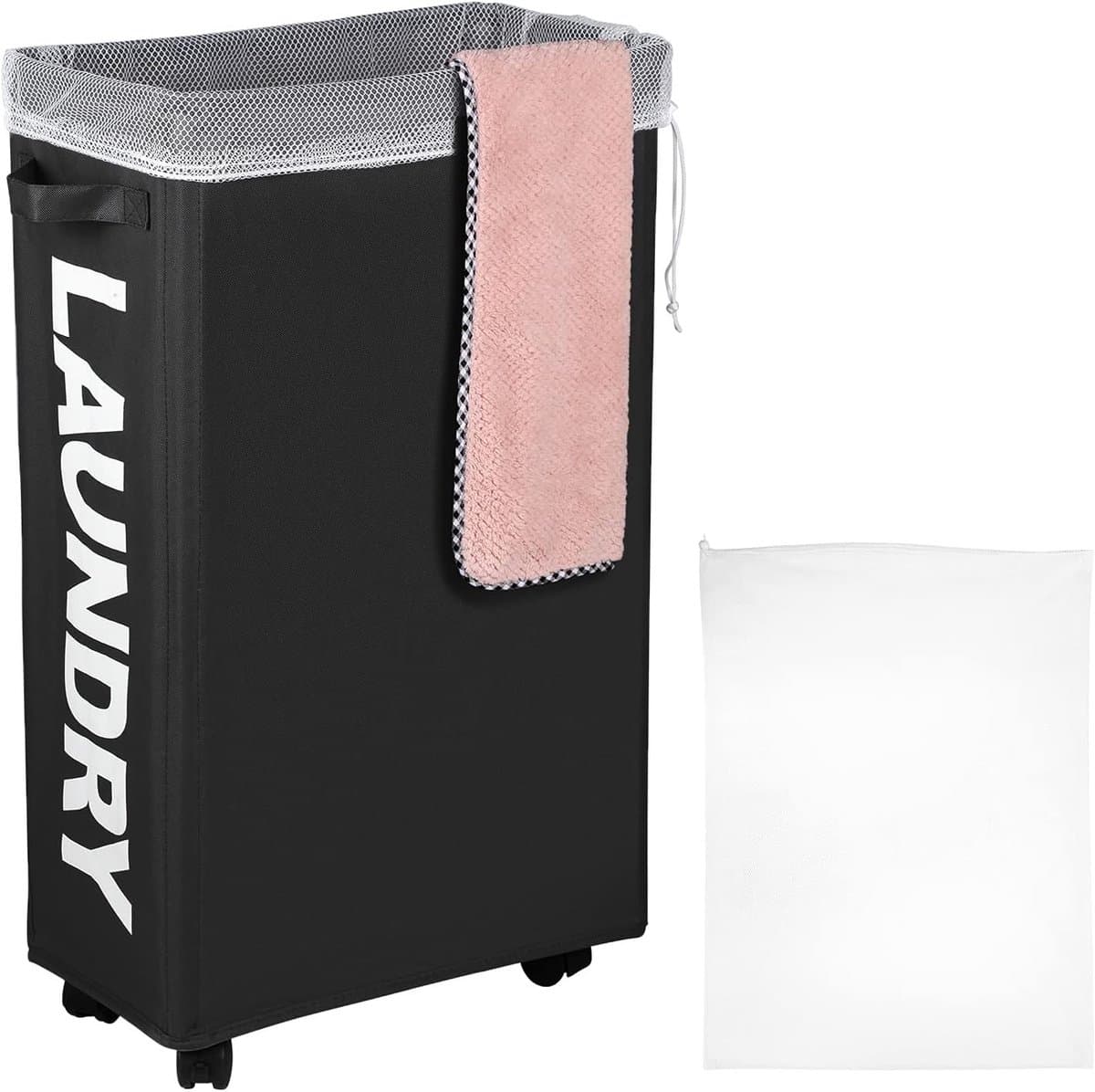 Grote 62 Litre Wasmand met Afneembare Waszak - Ideaal voor Speelgoed, Handdoeken en Beddengoed - Zwart — afbeelding 1