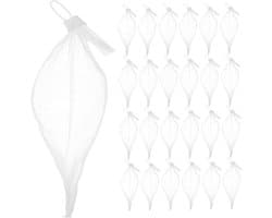 Opbergnetjes - Kralen zakjes - Kleine spullen organiseren - Met trekkoord - 19 x 8 x 8 cm - Wit