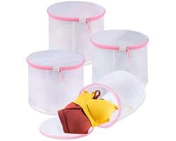 Wasnet voor wasmachine groot, waszak voor sokken, beha's, ondergoed en lingerie, set van 4 roze beha, wasnet,16 cm * 16 cm