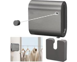 Uittrekbare Waslijn - Wand Wasrek - Kleding Drogen - Dubbele Touwen - 42 Meter - Grijs