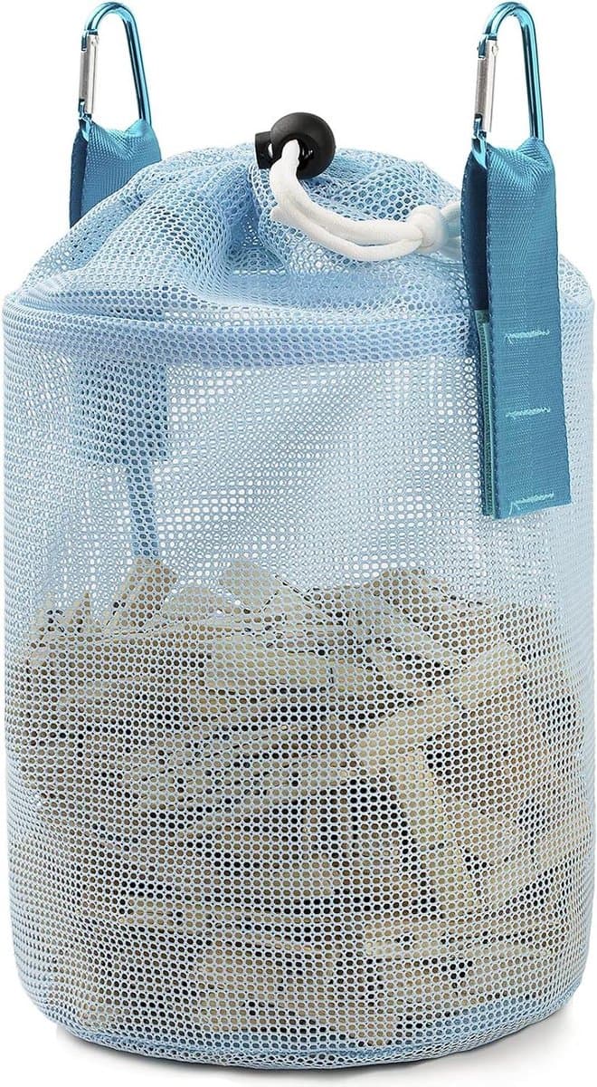 Wasknijper Tas - Kleding Pin Tas - Wasknijpers Opbergen - Trekkoord Sluiting - 25.4 x 20.32 cm - Blauw — afbeelding 1