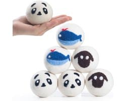 SnelShoppen - Set van 6 Ecologische Wasballen Wol, Natuurlijke Droogballen voor Wasdroger, Verminder Droogtijd tot 40%, Geschikt voor Donsjacks en Kat