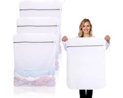 3 Stuks Duurzame Honingraat Grote Mesh Waszakken voor Delicates met Rits, Herbruikbare Waszakken voor Kleding, Sokken, Ondergoed en Reisorganizer (60x81cm)