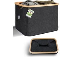 SnelShoppen - HENNEZ Wasmand 40L | Vouwbare Opbergmand | Dark Grey Vilt | Wascontainer | Organizer voor Huishouden, Camping en Keuken