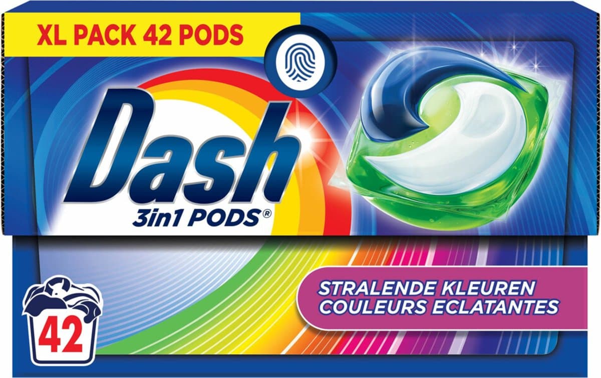 Dash Wasmiddelcapsules 3in1 Pods Stralende Kleuren - 4 x 42 stuks - Voordeelverpakking — afbeelding 1