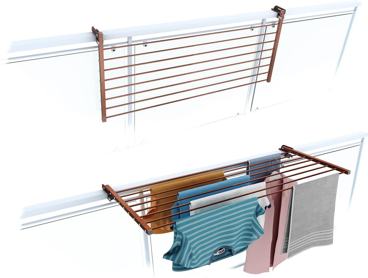 Foxydry Duo 118 cm droogrek balkon - corten - rechthoekige reling — afbeelding 1