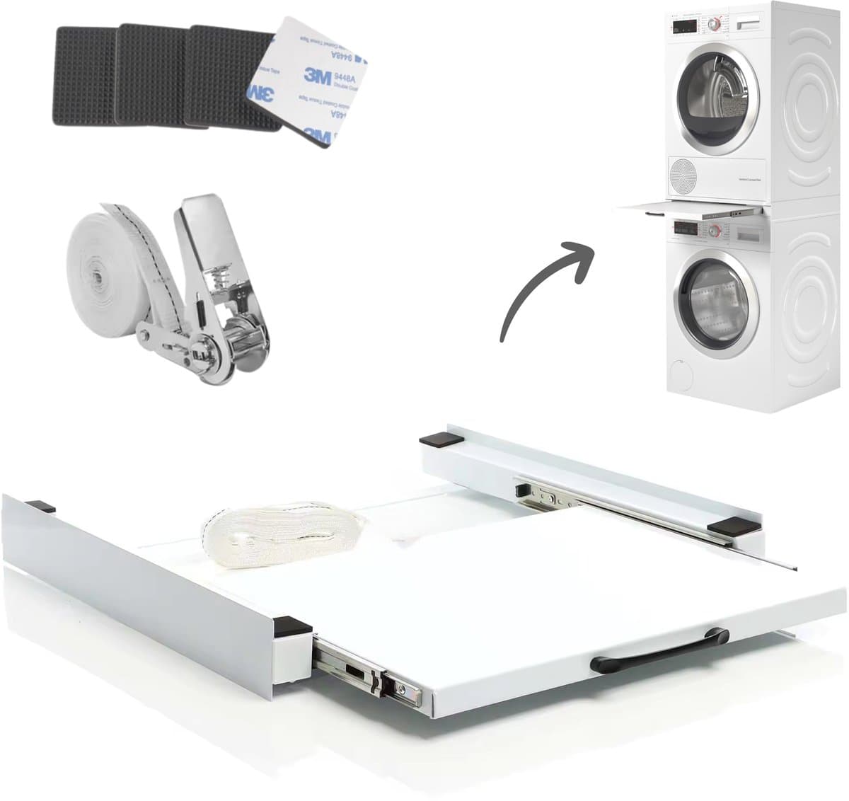 Dastium Home - Stapelkit Wasmachine en Droger - Stapelset Wasmachine en droger - Tussenstuk Wasmachine en Droger - Universeel — afbeelding 1