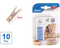 Decopatent - 10 Stuks Mini Fotoknijpertjes - 35mm Lang - Kaartknijpertjes - Kleine mini wasknijpers - Hout - Kaarten Kerstkaart knijpers - Houten clips voor fotos