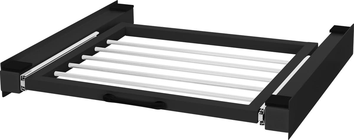 Tussenstuk voor wasmachine en droger – Universeel tussenbouwframe met verlengbare waslijn 60,5x54,5 cm in zwart ML design — afbeelding 1