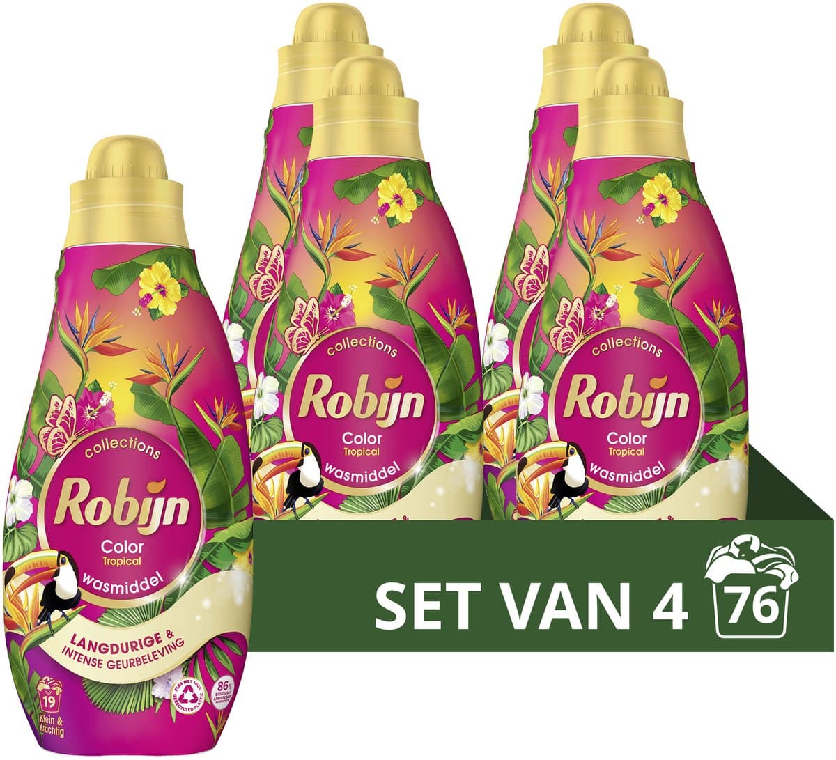 Robijn - Vloeibaar Wasmiddel - Klein & krachtig - Tropical - 4 flessen - 76 wasbeurten - Voordeelverpakking — afbeelding 1