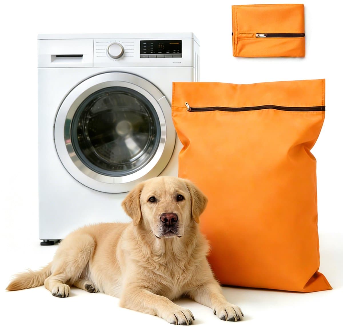 Waszakken voor huisdieren - Waszakken van twill polyester - Grote waszakken met rits - Voorkomt dat waszakken verstopt raken door dierenhaar - Waszakken voor huisdierendekens - Geweldig voor honden en katten (70x80cm) - oranje kleur-L — afbeelding 1