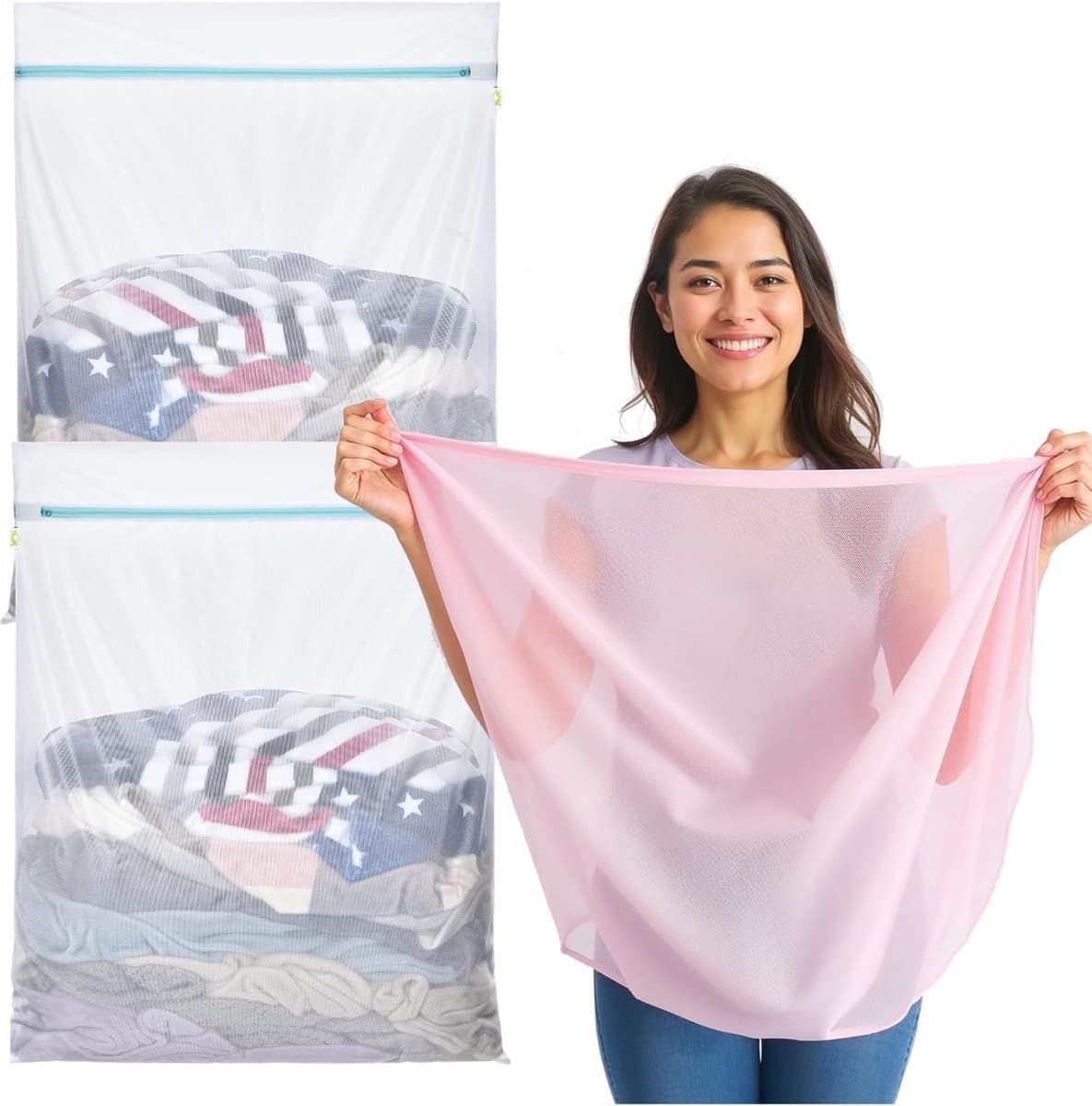 XXL Premium Wasnet 60x90 cm Set - Waszak met Ritssluiting voor Machinewas — afbeelding 1